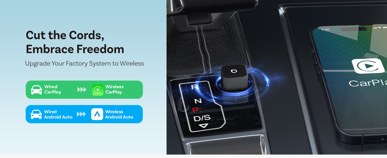 2-in-1 Wireless CarPlay &amp;amp; Android Auto Adapter