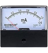 Baomain Ammeter DH-670 DC 0-1 mA Rectangular Ampere Needle Panel Meter Gauge Amperemeter