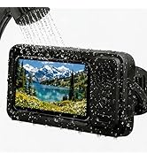 DUBIGNB Water-Resistant Shower Phone Holder with Bluetooth Speaker, Wall Mounted Bathroom Phone M...