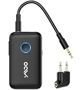YMOO Bluetooth 5.3 Transmitter Receiver for TV/Airplane, Supports 2 Headphones/Speaker with AptX ...
