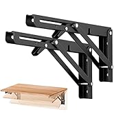 Ravinte 2 Pack 10 Inch Folding Shelf Brackets – Matte Black, Heavy Duty Collapsible Brackets for ...