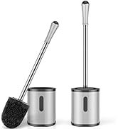 AONEZ Compact Toilet Brush &amp; Holder, 2 Pack, Stainless Steel Handle, Space Saving for Storage, Dr...