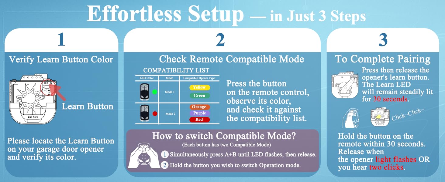 Effortless setup with your garage door opener.