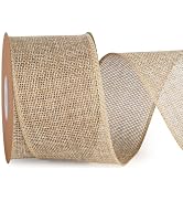 LaRibbons Burlap Wired Ribbon, 2.5 Inch x 12 Yards Natural Burlap Fabric Ribbon for Spring Easter...