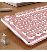 SEUNKWANG EWEADN X7S Wireless Keyboard with White Backlit, Metal Panel, 2.4G Rechargeable Compute...