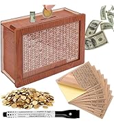 AIERSA Cash Vault Wooden Money Saving Box, Cash Savings Box for 10000 5000 3000 2000 1000 500 Mon...