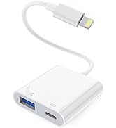 Lightning to USB Camera Adapter with Charging Port, USB Female OTG Adapter for iPhone iPad Models...