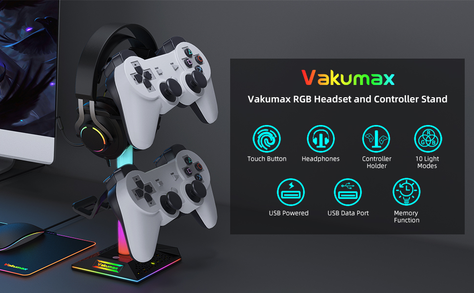 rgb headset and controller stand
