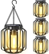 TomCare Solar Lights Outdoor 4 Pack Metal Solar Lanterns Outdoor Waterproof, Hanging Solar Lanter...