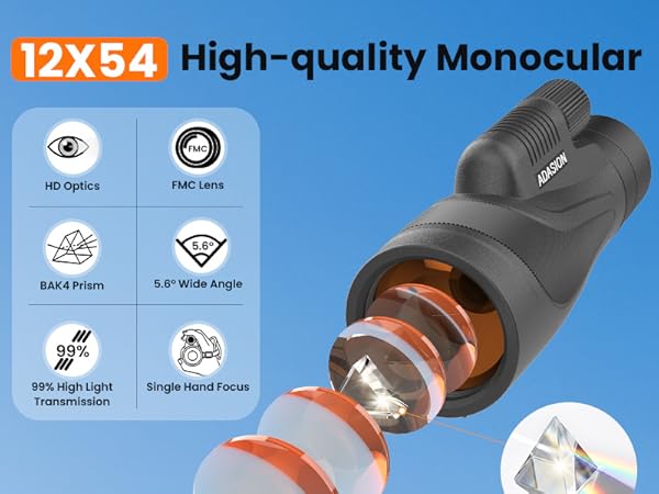 12X54 High-quality Monocular