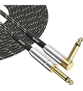 FEMORO Guitar Cable 20 ft, Instrument 22AWG Gold-Plated 1/4 Inch Right Angle Jack for Electric/Ba...