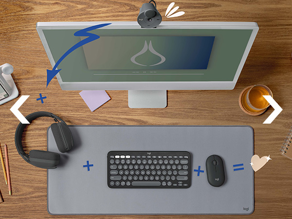 pebble 2 m350s wireless portable mouse with silent clicks and pebble keys k380s wireless keyboard