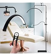 KIRKAS Half Moon Lash Light with 5X&amp;10X Magnifier, Adjustable Floor LED Lash Lamp for Eyelash Ext...