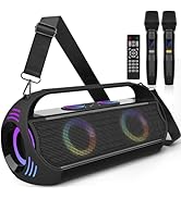 karaoke Machine,Super Bass Wireless Bluetooth Speaker 160W,with 2 Wireless Microphones + Remote C...