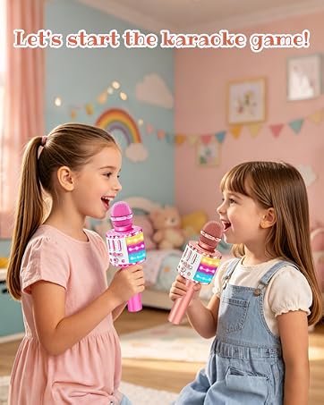 Kids Karaoke Bluetooth Microphone Toys for Girls Microphone Karaoke Machine