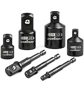 HORUSDY 7 Piece Impact Sockets Adapter Set, Hex Shank Socket to Drill Adapter 1/4" 3/8" 1/2", Cr-...