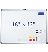 M&amp;G White Board Dry Erase Board 18” x 12” Magnetic Whiteboard for Wall, 2 Markers &amp; 4 Magnets &amp; 1...