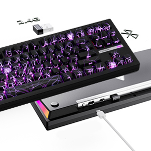 With Pleasure ゲーミングPC ZORNHER ZH870 Wireless Mechanical Gaming Keyboard,80% Black Custom