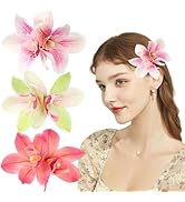 3 PCS Hawaiian Flower Hair Clips Artificial Flowers Hair Clips Orchid Flower Clips Large Flowers ...