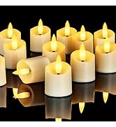 Homemory 12Pack 3D Flame Timer Flameless LED Votive Candles, Long Lasting Battery Operated Tea Li...