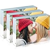 ILYXY 3 Pack Acrylic Frame 4x6, 20% Thicker, 20mm Thick Frameless Clear Picture Frame, Double Sid...