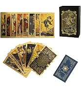 SUNHHX Tarot Cards, 78 Tarot Cards Deck PVC Waterproof Wrinkle Resistant Gold Foil Classic Tarot ...