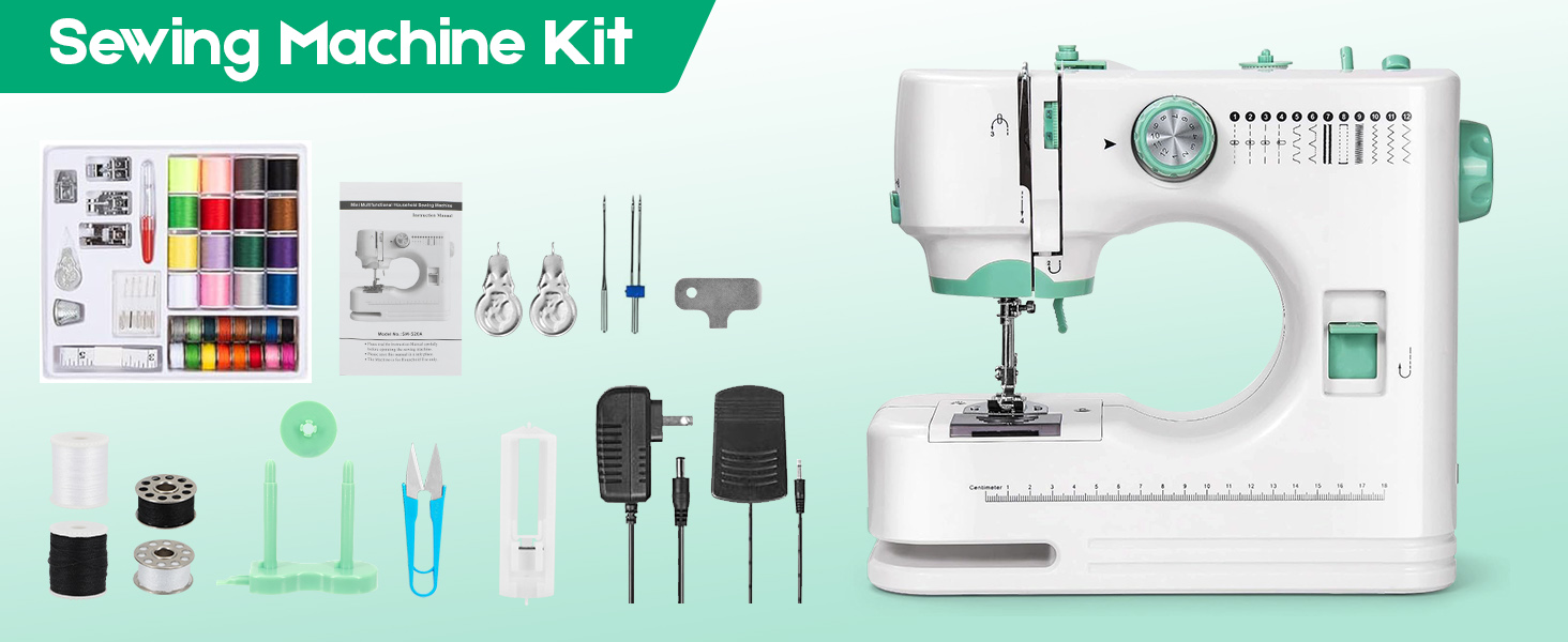 Sewing Machine for Beginners with Sewing Threads Kit 6 Included Feet High-Low Speeds