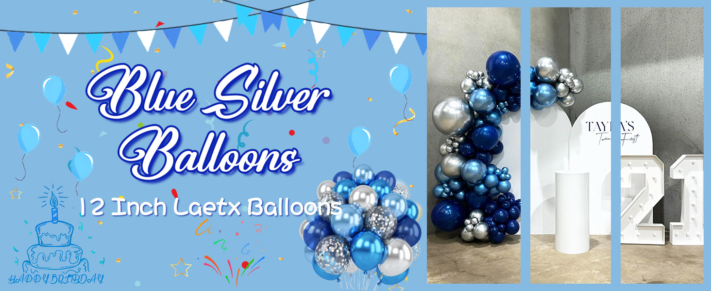 blue silver balloons