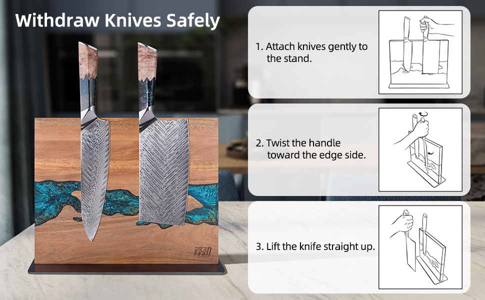 Withdraw knives safely