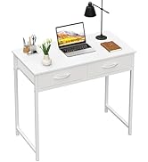 WOHOMO Small Computer Desk with Drawers, 31.5 Inch White Vanity Desk with Storage, Home Office Co...