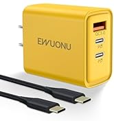 45W USB C Wall Charger Block with 3.3ft Cable, EWUONU 3Port Fast Charging Plug PD&amp;QC 3.0 Power Ad...