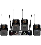 MELONARE 4-Channel Wireless Microphone System,UHF Compact Cordless Mic Set w/ 4x10 Frequencies, 2...