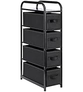 MAX Houser 4 Drawer Narrow Dresser Fabric Storage Tower Vertical Slim Storage Chest Organizer Nig...