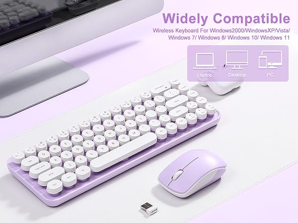 i68 Wireless Typewriter Keyboard and Mouse Combo