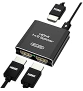 HDMI Splitter 1 in 2 Out, 4K HDMI Splitter for Dual Monitors (Not for Extended Display, Mirror On...