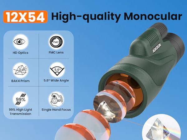 12X54 High-quality Monocular