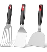 KLAQQED Spatula Set, Stainless Steel Kitchen Spatula Metal Spatula for Cast Iron Skillet with Sil...