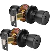DSJJBLL Privacy Locking Door Knob Passage Bedroom with Lock Bathroom Standard Ball Matte Black Ro...