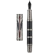Hongdian D5X Fountain Pen Extra Fine Nib Black Color, Qin Dynasty Retro Chinese Totem Engraving S...