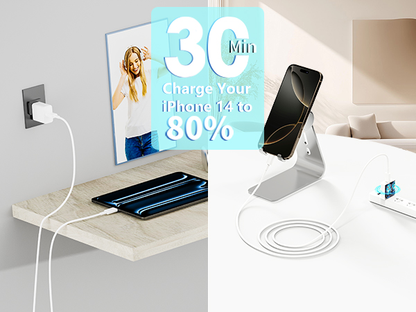 MFi Certified iPhone 14 Charger Fast Charging 2Pack PD 20W USB C Chargers Block Type C Wall Charger