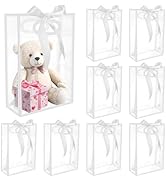 BadenBach 10 PCS Clear Gift Bags with Handles,7.1"x10.2"x3.2", Reusable Plastic Clear Party Favor...