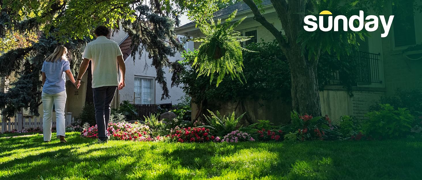 Sunday lawn care system healthy green grass backyard family home curb appeal professional turf