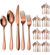 A · HOUSEWARE Rose Gold Silverware Set For 8 Stainless Steel Flatware 40 Pieces include Forks Spo...