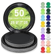 LANLISA 50 Black Paper Plates Disposable Set Includes 25-9