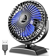 JZCreater Desk Fan, USB Fan for Desk, Strong Airflow, 360° Rotation Desktop Cooling Personal Fan,...