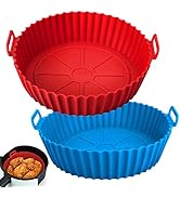 Viretec Air Fryer Silicone Liners 2Pcs, 8 Inch Reusable Silicone Pot for 3 to 5QT Air Fryer, Food...