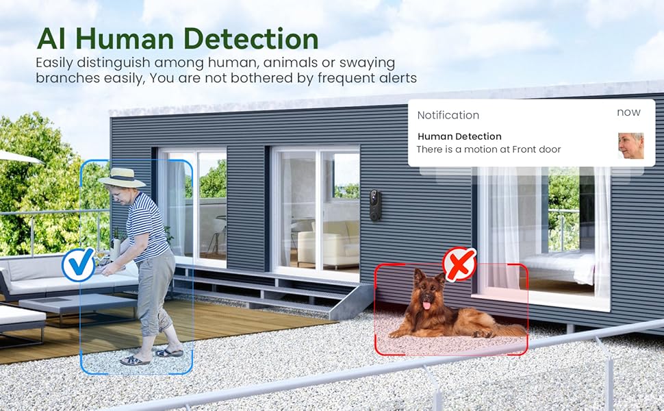 Wireless doorbell camera AI Human Detection