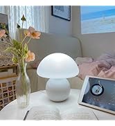 DKCONONY Modern Mushroom Lamp Minimalist Decor - Small Cream Bedside Table Lamp with Ceramic Base...