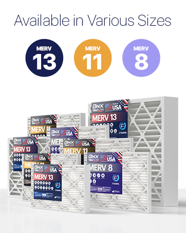 Available in various sizes, merv 13, merv 11, merv 8