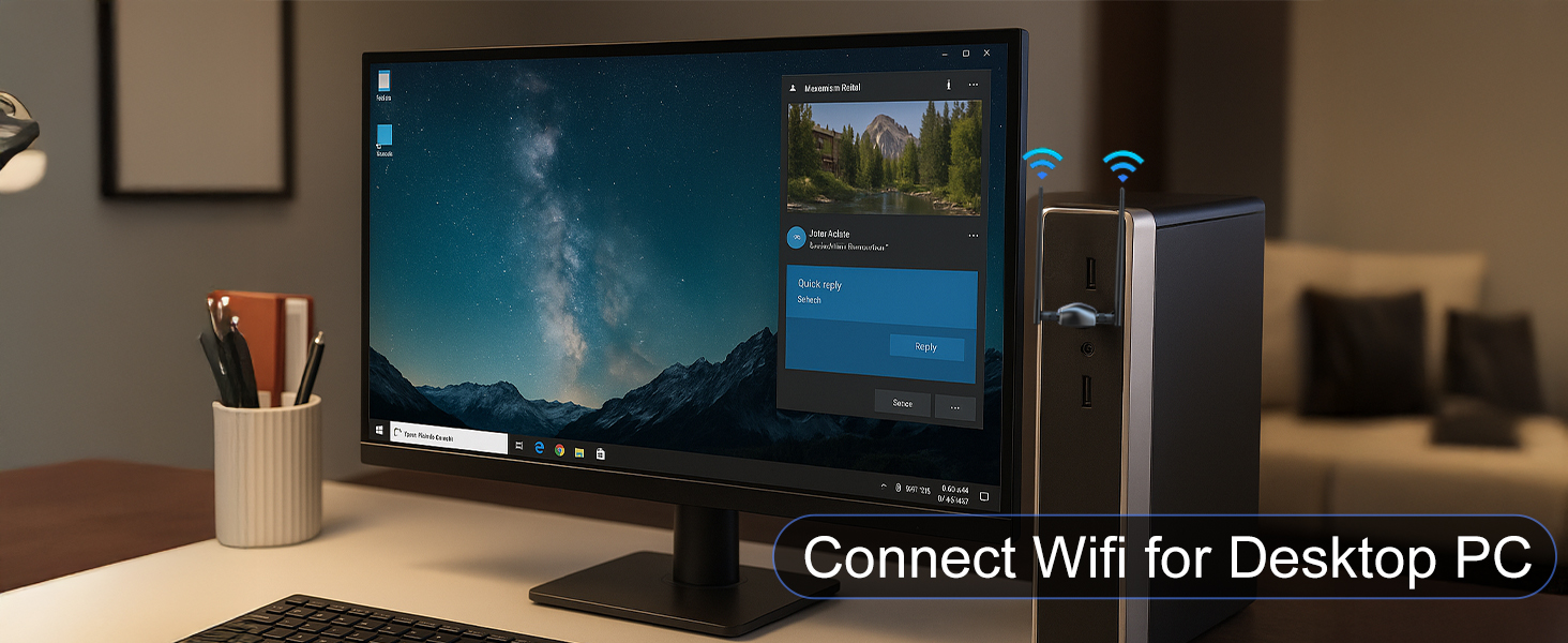 WiFi Adapter for Desktop PC Wireless 1300Mbps USB Network Dongle with 5dBi High Gain Dual Antennas